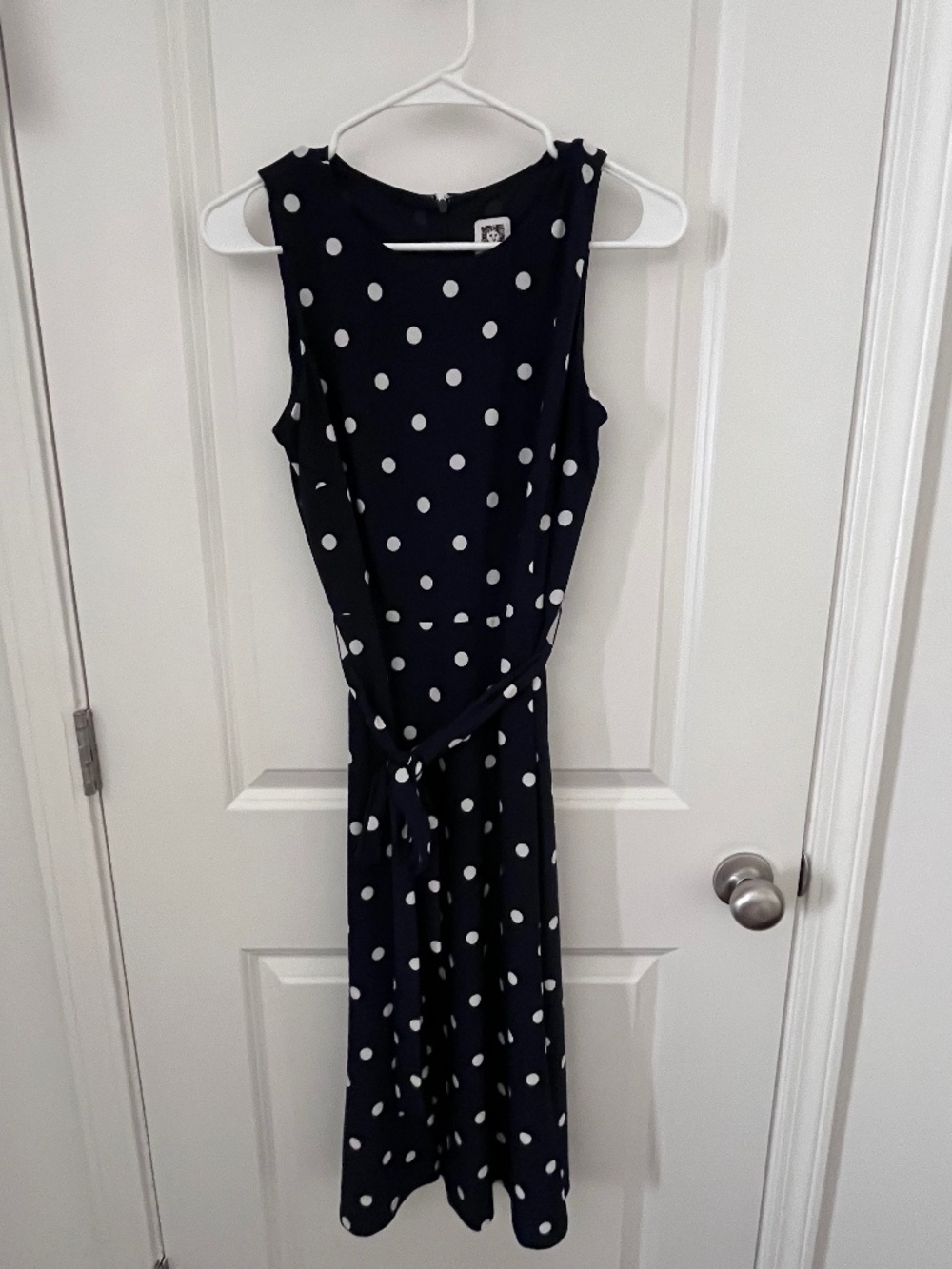 Anne Klein navy blue polka dot dress (size 6)